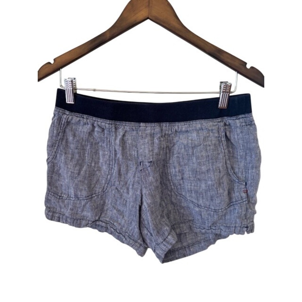 Toad&Co Women's Blue 100% Linen Shorts Elastic Waist Medium Gorpcore Lightweight